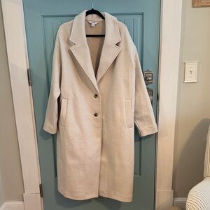 Old Navy Cream Single-Breasted Trench Coat